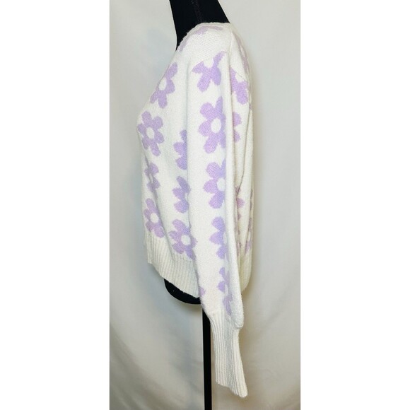 Petal + Pup Remi V-neck Lilac Oversized Flower Floral Retro 70's Sweater S/M - Picture 2 of 10